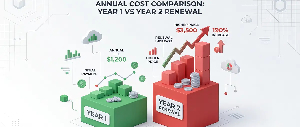 Chart showing the difference between introductory web hosting prices and high renewal fees.