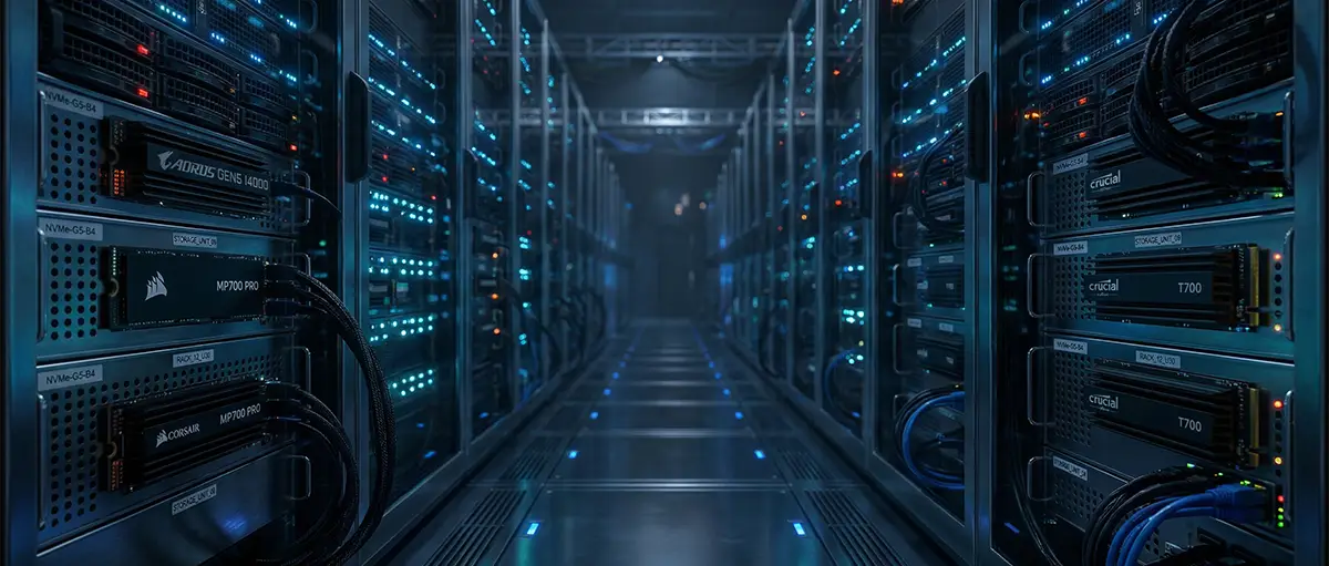 High-speed NVMe Gen5 server infrastructure for small business hosting.