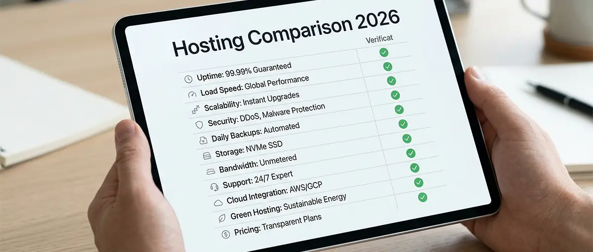 Comparison chart of top web hosting providers in India for 2026.