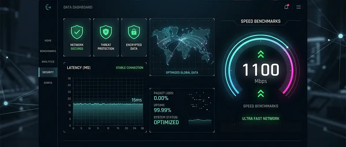 Infographic showing 2026 VPN speed and latency benchmarks.